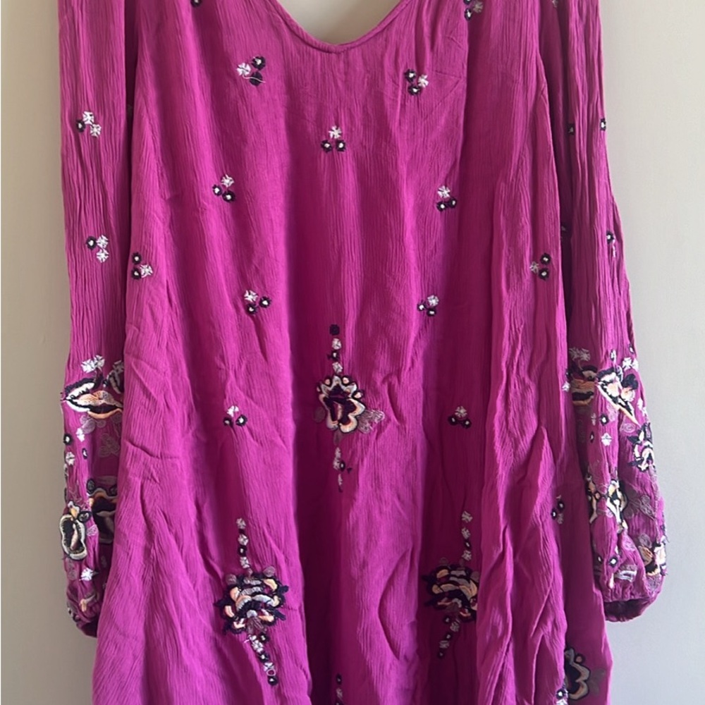 Free People Pink Embroidered Dress